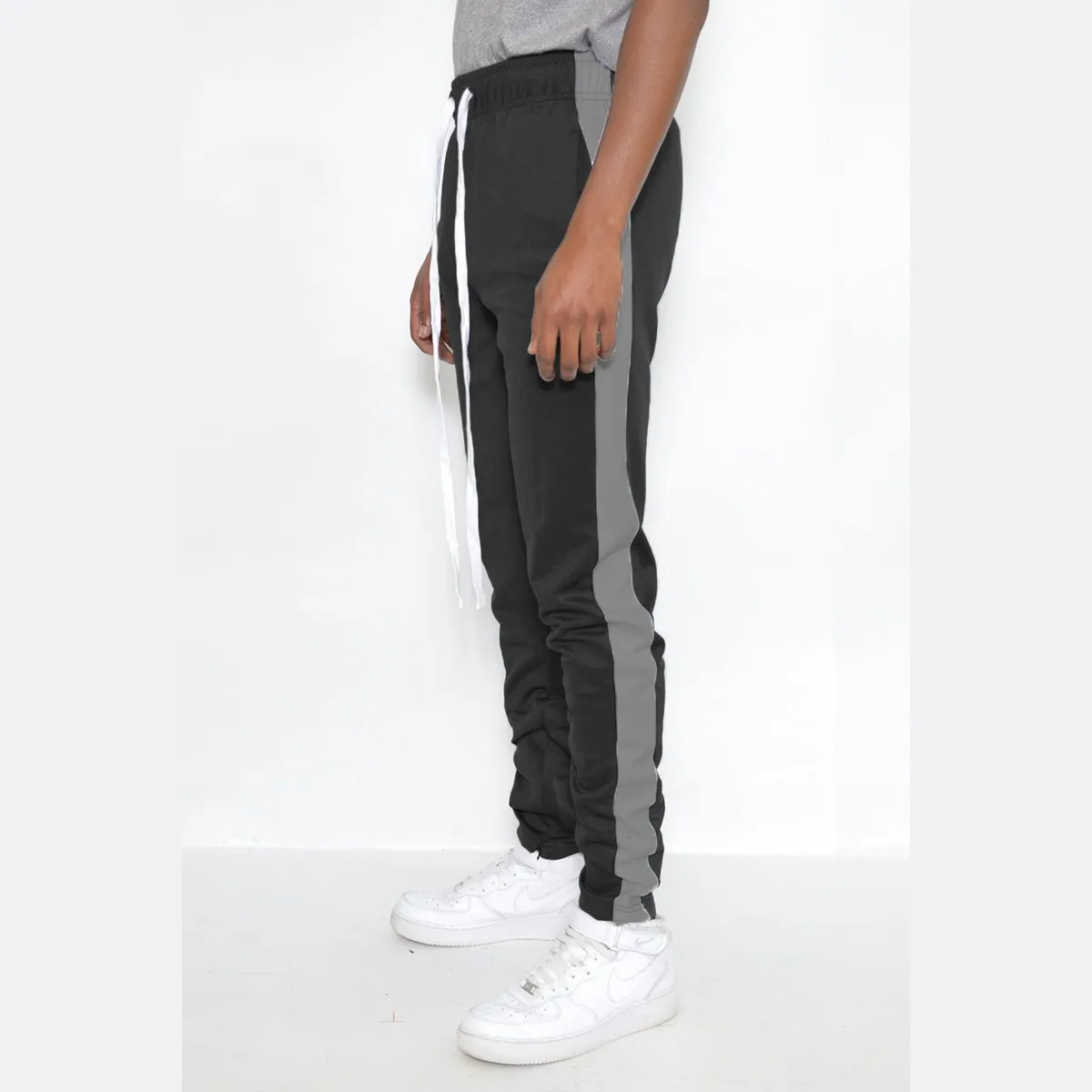 Black & Grey Slim Fit Track Pants