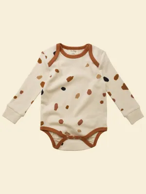 Long-Sleeve Organic Bodysuit - Terrazzo