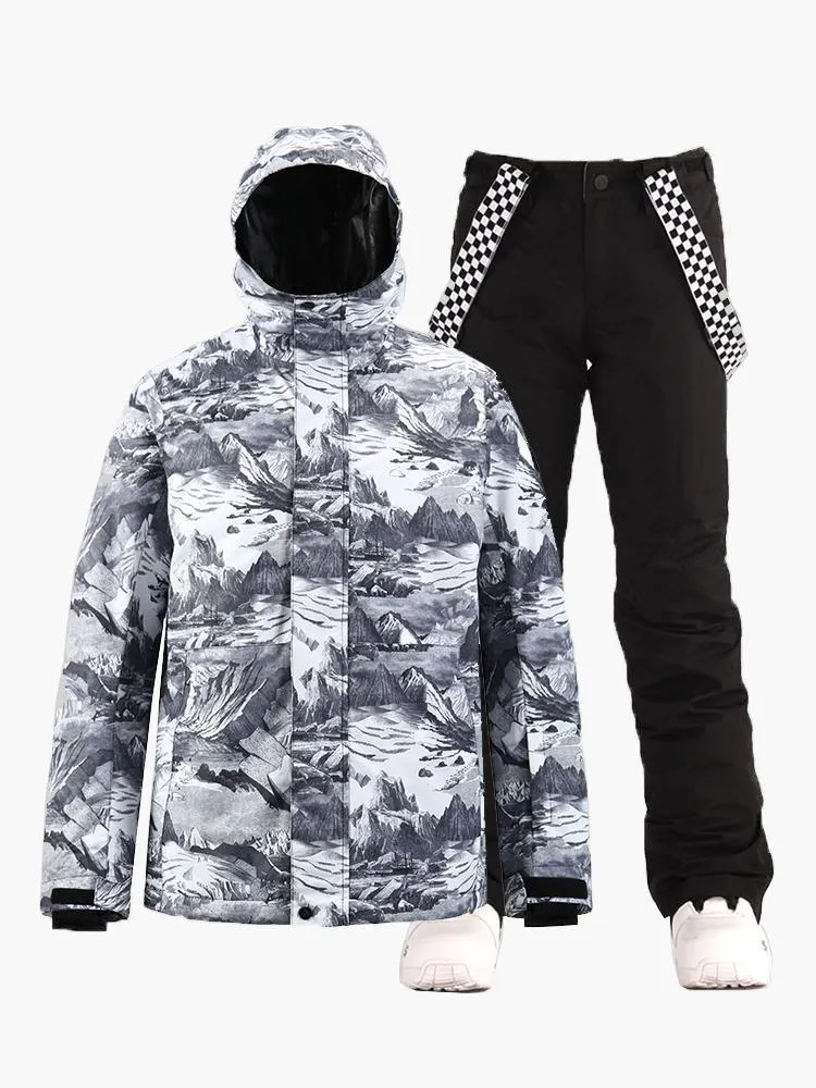 Mens  Two Pieces Snowboard Suit - Jacket & Pants Set