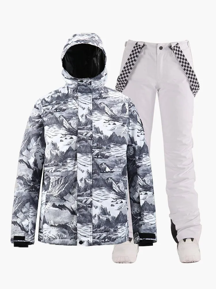 Mens  Two Pieces Snowboard Suit - Jacket & Pants Set