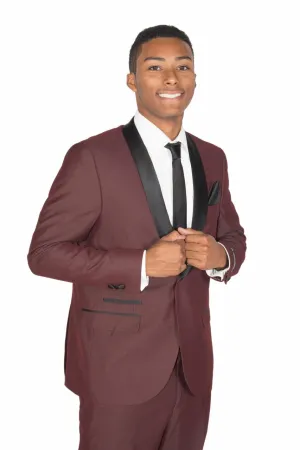 New West End Burgundy Slim Fit Tuxedo Jacket & Pants