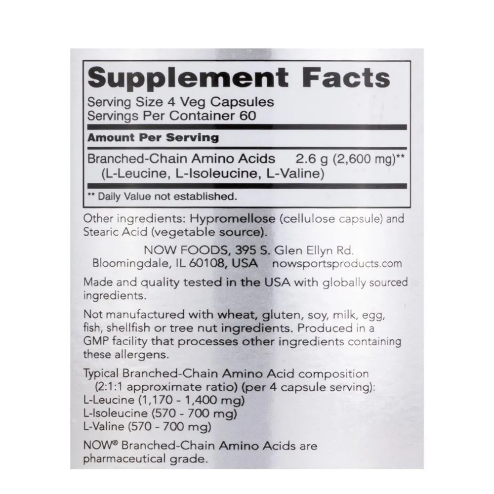 Now Foods Branch-Chain Amino Acids 240 Capsules