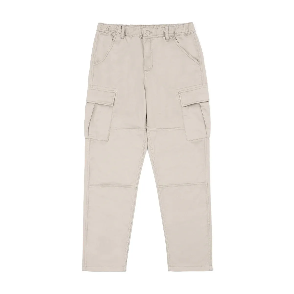 Regular Straight Cargo Pants Men with Multi Pockets and Elastic Waist