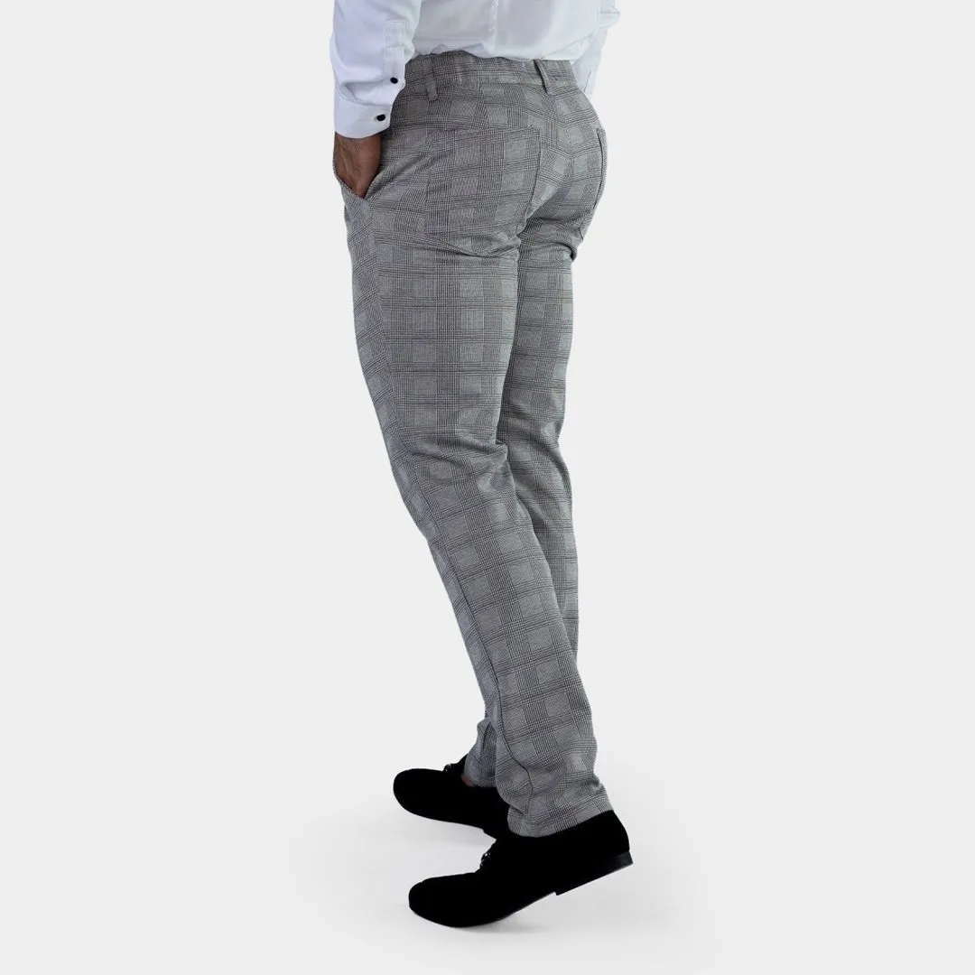 Ultra Stretch Chino Pants - Slim Fit - Tartan Grey Check