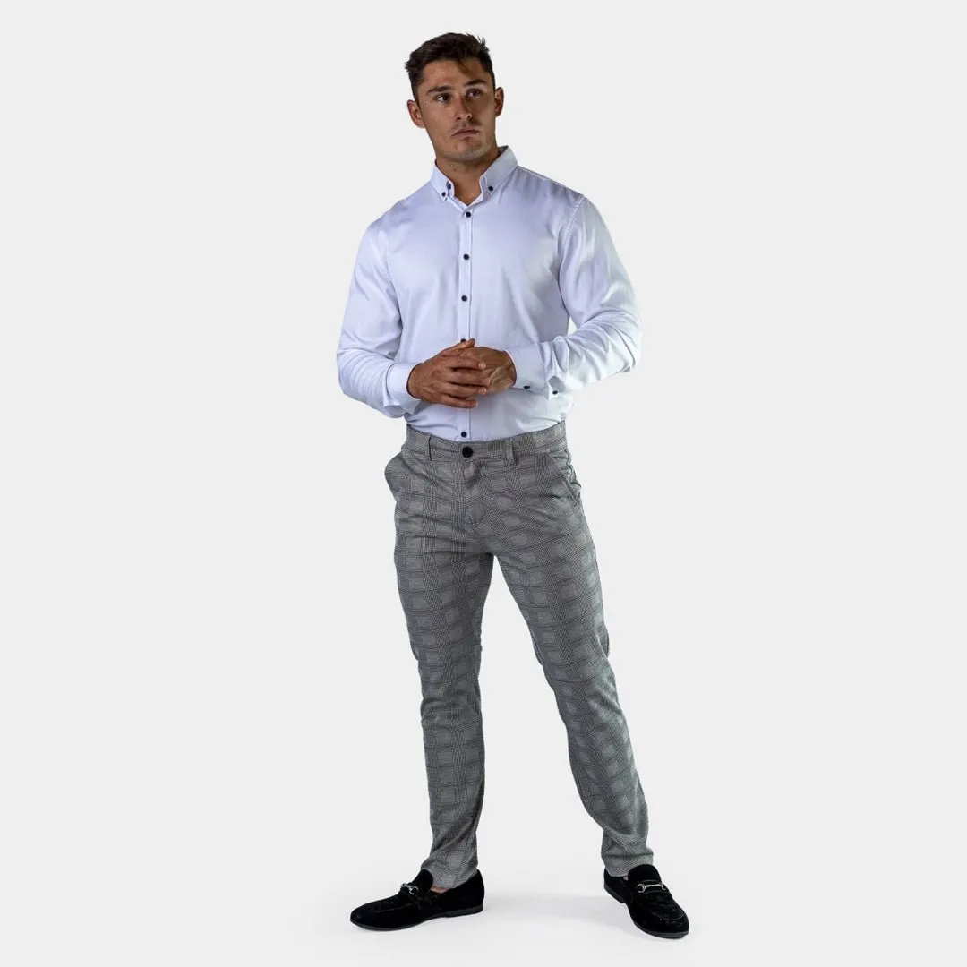 Ultra Stretch Chino Pants - Slim Fit - Tartan Grey Check